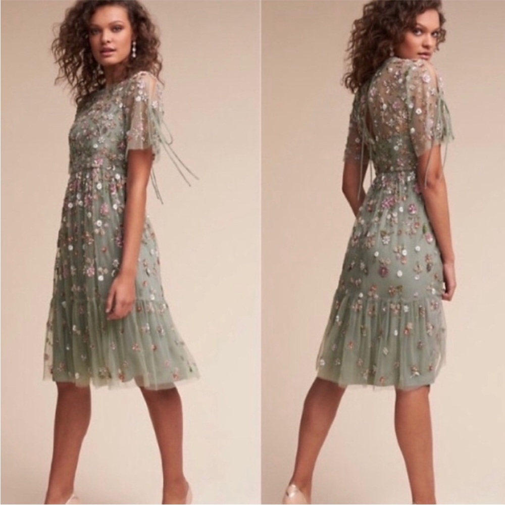 Needle and Thread Green Sparkle Dress
